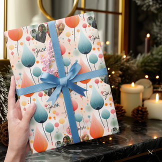 Papier Cadeau Célébration, photos et noms personnalisés