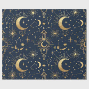 Papier Cadeau Celestial Gold Wrapping Paper