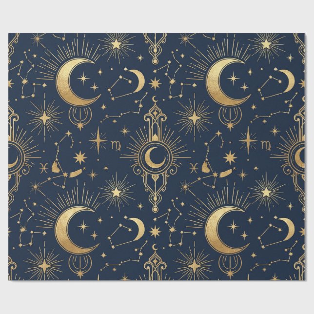 Papier Cadeau Celestial Gold Wrapping Paper (Plat)