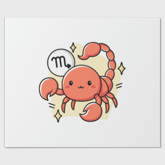 Papier Cadeau Celestial Scorpio Zodiac Chibi Line Art Gift