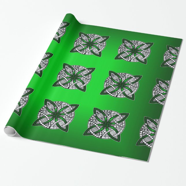 Papier Cadeau Celtic Knot Original Art Green (Déroulé)