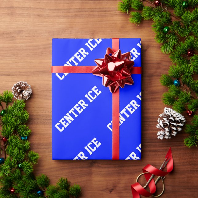 Papier Cadeau CENTRE DE LA GLACE Texte Blanc Athlétique Gras Sur (Cadeau de vacances)