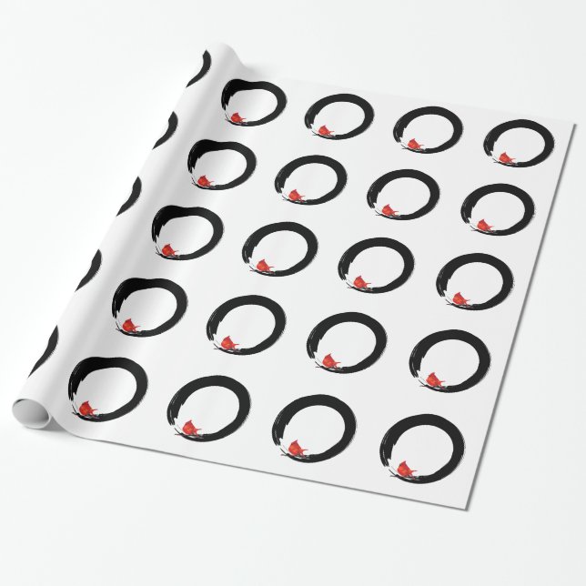 Papier Cadeau Cercle de zen avec le cardinal de Noël (Déroulé)