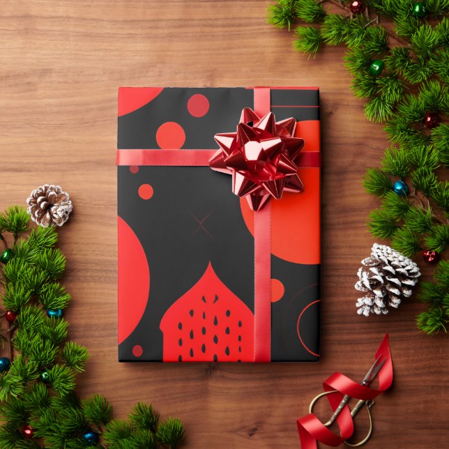 Papier Cadeau Cercle graphique de mouvement Motif géométrique ro (Cadeau de vacances)