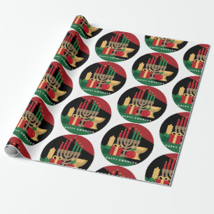 Papier Cadeau cercle Happy Kwanzaa papier d'emballage