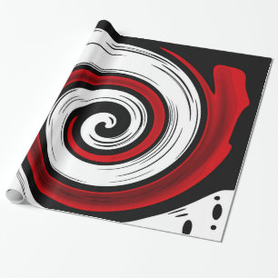 Papier Cadeau Cercle liquide torse moderne noir rouge blanc coul
