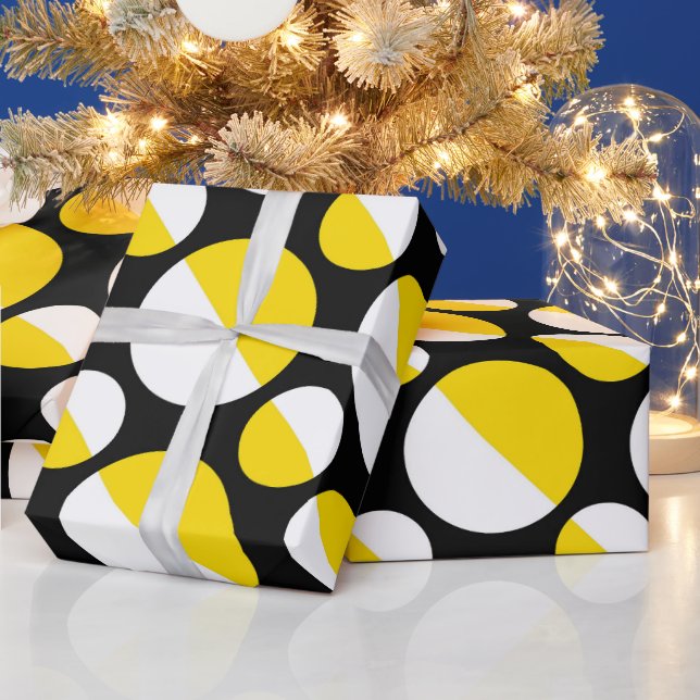 Papier Cadeau Cercle noir jaune (Vacances)