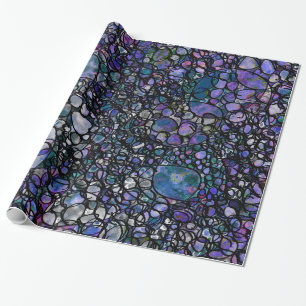 Papier Cadeau Cercles abstraits dessinés à la main, bleus, viole