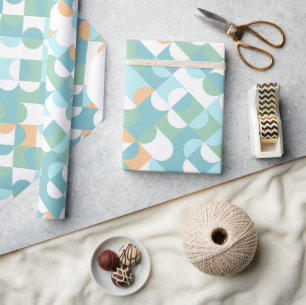 Papier Cadeau Cercles Artistiques Motif Bleu Vert Teal Clair Chi