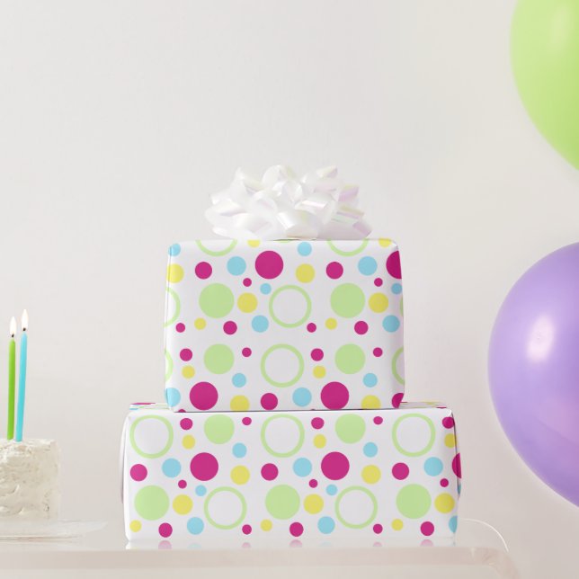 Papier Cadeau Cercles bleus bleu vert clair Magenta (Cadeaux de fête)