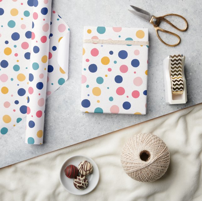 Papier Cadeau cercles colorés motifs mignons pois (Artisanat)