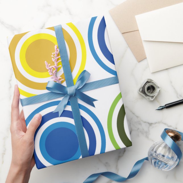 Papier Cadeau Cercles Concentriques Colorés Anniversaire (Cadeaux)