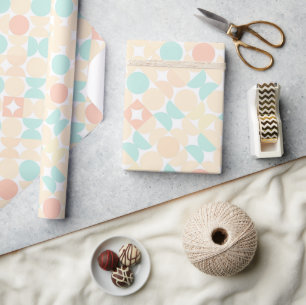 Papier Cadeau Cercles de corail pastel vert menthe chic motif ar