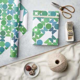 Papier Cadeau Cercles de motif d'art chic sarcelle bleu vert trè