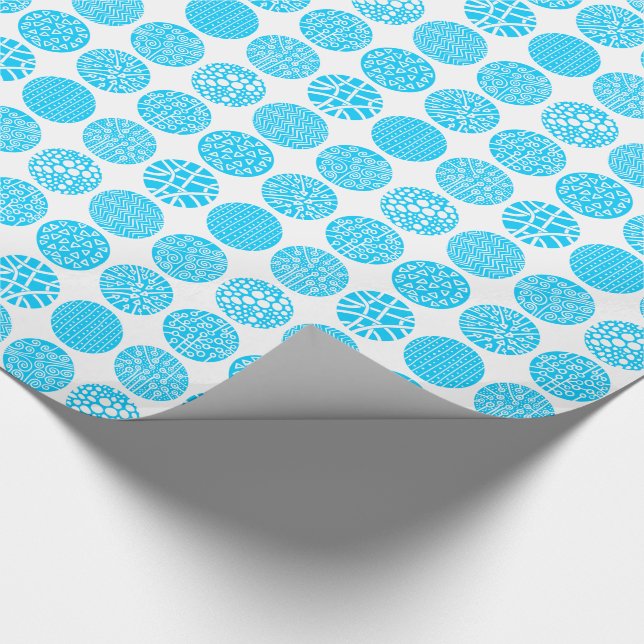 Papier Cadeau Cercles décoratifs - bleu ciel et blanc (Coin)