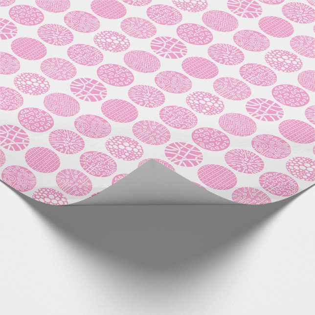 Papier Cadeau Cercles décoratifs - rose et blanc (Coin)