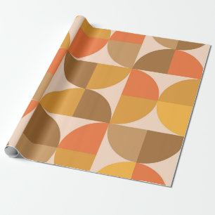 Papier Cadeau Cercles demi orange et marron du milieu du siècle