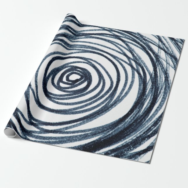 Papier Cadeau Cercles dessinés à la main motif en spirale avec f (Déroulé)