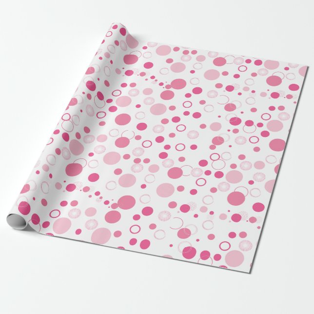 Papier Cadeau Cercles Et Points Rose Design Modernes (Déroulé)