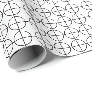 Papier Cadeau Cercles et Rayures Noir et Blanc