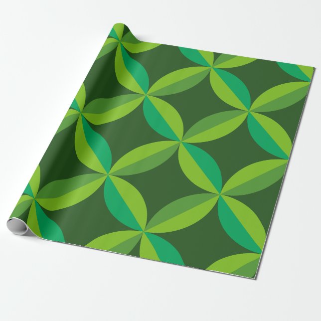 Papier Cadeau Cercles géométriques de style milieu de siècle ver (Déroulé)