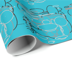 Papier Cadeau Cercles gris noir blanc, Art Arrière - plan bleu n