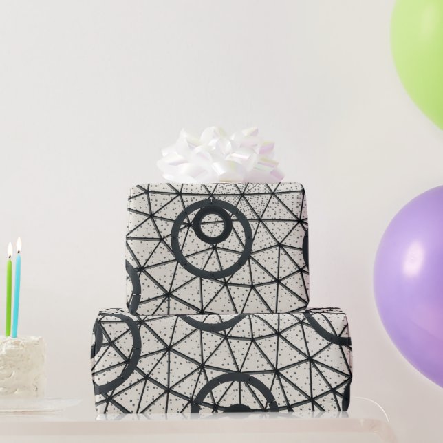 Papier Cadeau Cercles noirs et blancs (Cadeaux de fête)