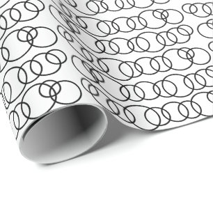 Papier Cadeau Cercles noirs et blancs Motif géométrique