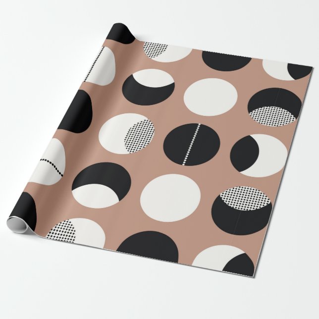 Papier Cadeau Cercles noirs et blancs motif sans soudure (Déroulé)