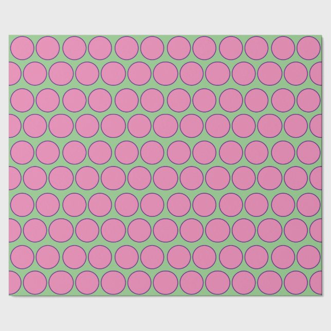 Papier Cadeau Cercles rose et violet moderne Motif Sage Green (Couture)