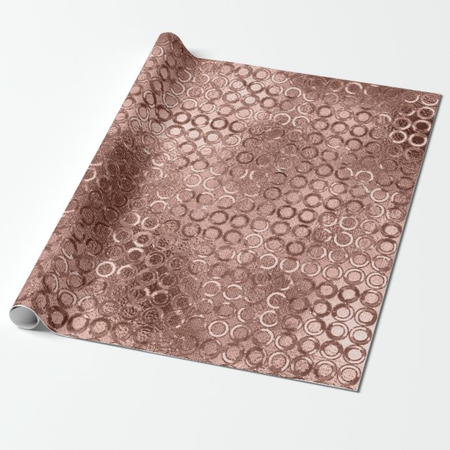 Papier Cadeau Cercles Rose Or Rose Pailletés Luxe Étincelant (Déroulé)