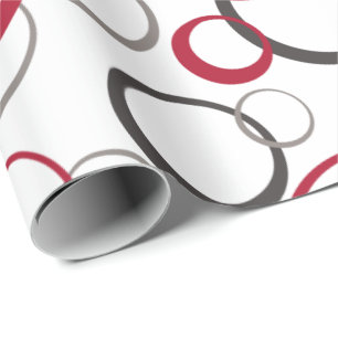 Papier Cadeau Cercles rouges gris blanc