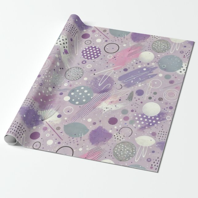 Papier Cadeau Cercles violets Abstraits avec accents de bandes d (Déroulé)