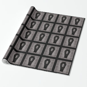 Papier Cadeau Cercueils gothiques de Halloween dans noir et le