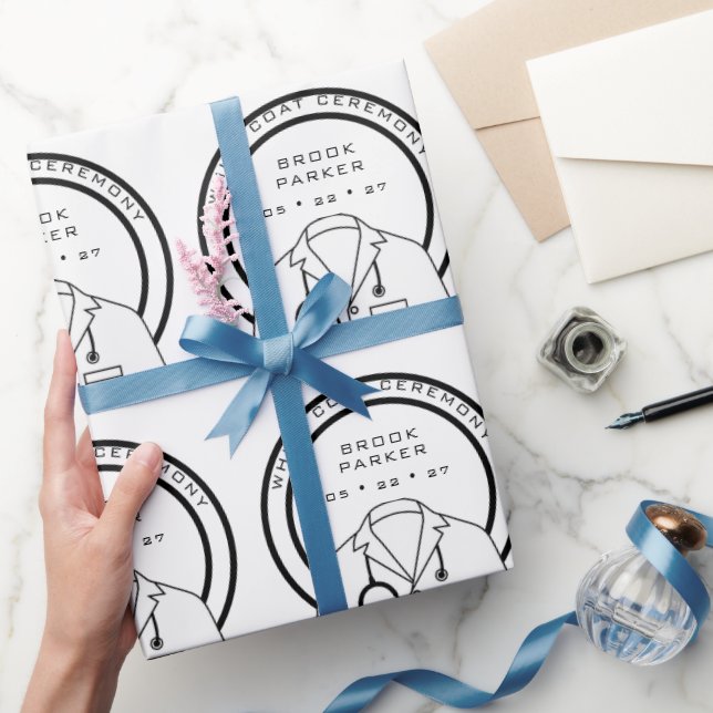 Papier Cadeau Cérémonie personnalisée de blouse blanche (Cadeaux)