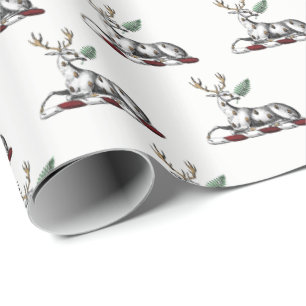 Papier Cadeau Cerf avec fougère emblème de crête héraldique