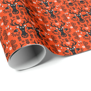 Papier Cadeau Cerf d'art populaire scandinave
