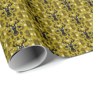 Papier Cadeau Cerf d'art populaire scandinave