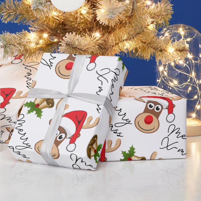Papier Cadeau Cerf de Noël (Vacances)