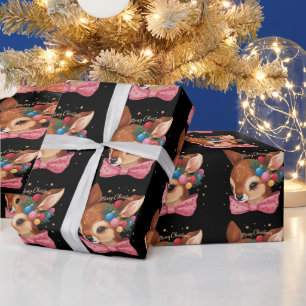 Papier Cadeau Cerf de Noël Arc Cerf Rétro Fêtes de fin d'année