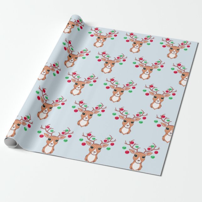 Papier Cadeau Cerf de Noël mignon (Déroulé)