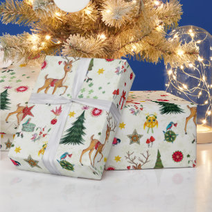 Papier Cadeau Cerf de Noël   Nom   Papier à enveloppement brilla