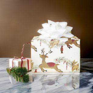 Papier Cadeau Cerf de Noël   Papier d'enveloppement de lapin