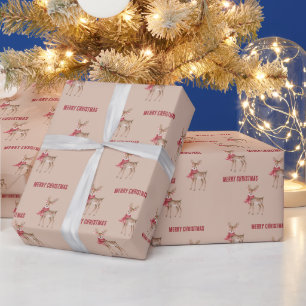 Papier Cadeau Cerf Écharpe Rouge Noël