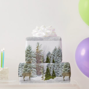 Papier Cadeau Cerf en Wonderland hivernal / Papier d'enveloppeme