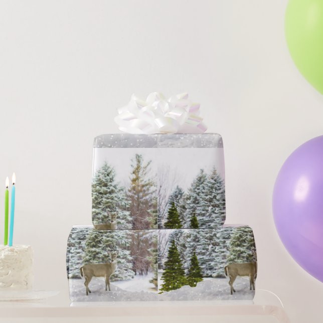 Papier Cadeau Cerf en Wonderland hivernal / Papier d'enveloppeme (Cadeaux de fête)