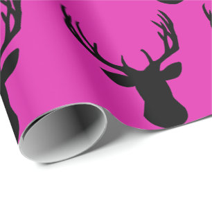 Papier Cadeau - Cerf Tête Choc en Rose
