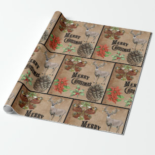 Papier Cadeau Cerf Vintage rustique