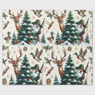 Papier Cadeau Cerfs, Canards & Chasseur
