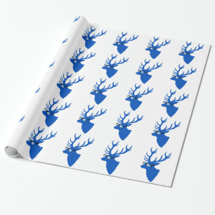 Papier Cadeau Cerfs communs bleus de Noël avec les verres nerd